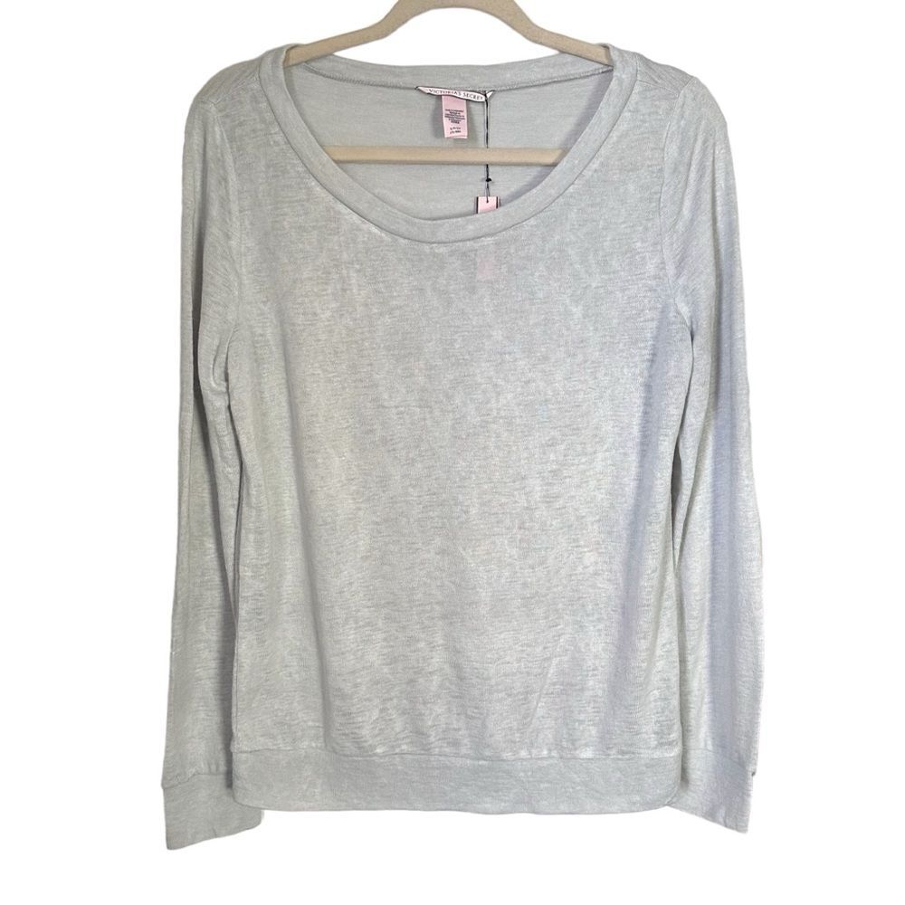 Victoria Secret Women’s Sz S Gray Sleep Shirt Long Sleeve Semi Sheer Soft NWT